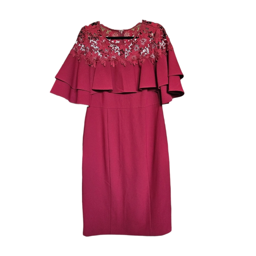 TAHARI ASL Maroon Lace Dress 12